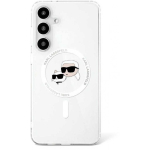 Case Case Karl Lagerfeld Button Karl & Choupette Heads Printed Logo MagSafe Samsung Galaxy S25 white
