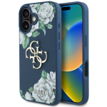 Originaalne Originaalne GUESS Grained Roses Big 4G logo kate Apple iPhone 16 jaoks sinises v&auml;rvuses