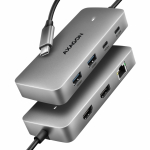 Axagon HUB USB HMC-CUB83X2, USB 10Gbps hub, 2x USB-A, USB-C, HDMI & DP 4k/144Hz, RJ-45 GLAN, PD 100W, kabel USB-C 15cm