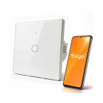 Qoltec 52715 Nutikas puutetundlik &uuml;hekanaliline valguste l&uuml;liti | Wi-Fi | Taimer | Tuya | Smart Life | Karastatud klaas | Valge