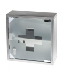 Tammer Tammer Brands Metal first aid cabinet with glass door, gray color.