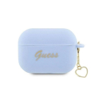 Guess GUAP2LSCHSB AirPods Pro 2 Cover Blue/Blue Silicone Charm Heart Collection