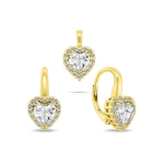 Brilio Brilio Silver Gold-plated heart jewelry set with zircons SET273Y (earrings, pendant)
