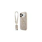 Guess 4G Big 4G Classic Logo Big Strap Metal Mygtukai dėklas skirtas Apple iPhone 17 Pro rožinės spalvos