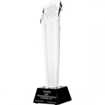 Tryumf Engraved glass trophy with case