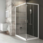 Rectangular Rectangular shower cubicle wall Ravak Blix, BLRV2K-90, white+transparent glass