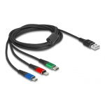 DeLOCK 90156 USB-kaabel USB 2.0 2 m USB A Micro-USB B/Lightning/Apple 30-pin Must, Sinine, Roheline, Punane
