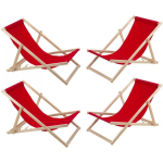 Set Set of four red loungers, Woodok, assembled