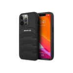 Case Case Mercedes AMG AMHCP14XGSEBK iPhone 14 Pro Max 6.7 "black / black hardcase Leather Debossed Lines
