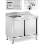 Royal Royal Catering Single bowl sink with sliding door cabinet, left, 100 x 60 x 95 cm