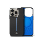 Case Case Mercedes MEHMP16S23SUMBK iPhone 16 6.1" black/black hardcase Silicone Blue Stripe MagSafe