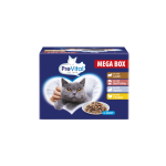 PREVITAL kassitoit Megabox lambaliha, veiseliha, k&uuml;&uuml;liku ja kanaga kastmes - m&auml;rg kassitoit - 24 x 100g