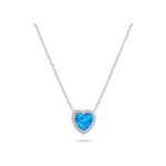Brilio Brilio Silver Brilio Silver Sparkling Silver Heart Necklace with Opal NCL134WB