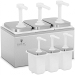 Royal Royal Catering Triple dispenser for sauces with stainless steel pump, 3 x 2 l