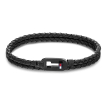 Tommy Tommy Hilfiger Dvojit&yacute; black leather bracelet 2790386