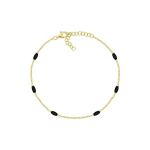 Brilio Brilio Silver Gold-plated bracelet with black beads BRC229YBC