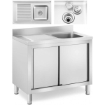 Royal Royal Catering Single bowl sink with sliding door cabinet, right, 100 x 60 x 94 cm