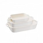 Set Set of 3 rectangular Staub ceramic plates - Ivory