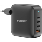 FoneKit GaN PD 165W AC power adapter, USB-A + 3 x USB-C, black