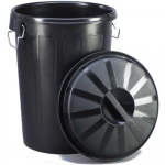 MEVA Universal trash container with lid, round, 95L, black