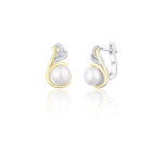 Jwl Jwl Luxury Pearls Silver two-tone earrings with real pearls and zircons JL0720