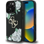 Case Case Guess Grained Roses Big 4G logo for iPhone 16 Pro Max black