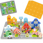 Puzzle Puzzle Viga Toys VIGA wooden set City building block board figures