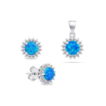 Brilio Brilio Silver Brilio Silver Beautiful opal jewelry set SET231WB (earrings, pendant)