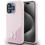 Karl Karl Lagerfeld silicone Shadow Metal Initial MagSafe Apple iPhone 15 Pro Max case pink