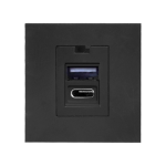 Orno NOEN USB x 2 - Type A + C, Dual Modular Port 45x45mm with USB Charger, 2.1A 5V DC, Black