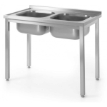 Steel Steel kitchen worktop with 2 sinks 100x60cm - Hendi 811580