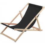 Woodok beech wood sunbed, black, ideal for the beach, balcony, terrace