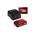 Einhell PLUS &bdquo;Power-X-Change&ldquo; algkomplekt, 18 volti 4 Ah (must/punane, aku + laadija)