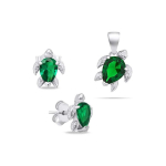Brilio Brilio Silver Brilio Silver Playful silver jewelry set with zircons Turtle SET233WG (earrings, pendant)