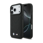 Dėklas Dėklas BMW M Quilted Logo MagSafe, mis on m&otilde;eldud Apple iPhone 17 Pro mustas v&auml;rvuses