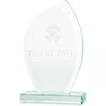 Tryumf 3D engraved glass trophy with case