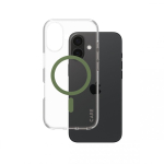 PanzerGlass CARE by &reg; Flagship Case Transparent Urban Combat w. Green MagSafe iPhone 16 mobiiltelefoni &uuml;mbris Kate L&auml;bipaistev