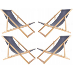 Woodok Set of 4 Comfortable Gray Wooden Deck Chairs: Ideal for Ultimate Relaxation on the Beach, Balcony, or Terrace