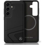 Case Case Mercedes Leather Horizontal Debossed Curves MagSafe for Samsung Galaxy S25 black