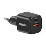 FoneKit Mini 20 W, USB-C + USB-A, musta