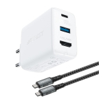 Acefast 2 in1 Charger GaN 65W C/USB Type USB, Adapter Adapter HDMI 4K @ 60Hz (Cable Kit) White (A17 White)