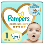 Pampers Premium Care Diapers, 1 Size (Mini), 72 Diapers, 2-5kg