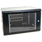 XtendLan 19" wall cabinet 6U 600x450, load capacity 60 kg, glass doors, welded, black