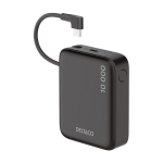 DELTACO v&auml;line akumulator, 10 000 mAh, integreeritud tekstiilkaabel, PD 20 W, must / PB-CC101 / 1903846