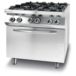 Gas Gas cooker 4 burners with electric convection oven GN1/1 Kitchen Line - Hendi 225882