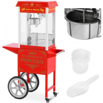 Royal Royal Catering Professional Retro Style Popcorn Machine with Trolley and Light, 88L, 1600W, Red