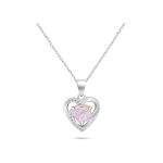 Brilio Brilio Silver Charming silver heart necklace with opal NCL154WP