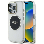 Original Original Case GUESS IML Metal Colored Circle Classic Logo MagSafe for Apple iPhone 16 Pro black