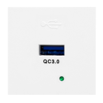 Orno NOEN USBQ, 45x45mm Modular Port with 3A/5V Fast Charging USB Charger 2A/9V 1.5A/12V, White