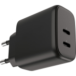 FoneKit GaN PD 65W mains charger, USB-C + USB-C, black